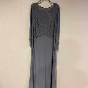 Elegant Gray Beaded Women's Dress